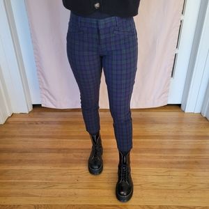 GAP Blue Green Plaid Signature Skinny Ankle Pants with Zippered Front Pockets 8P